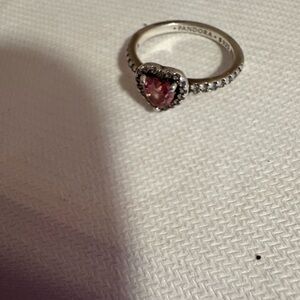Pandora Silver Ring with Pink Heart Stone